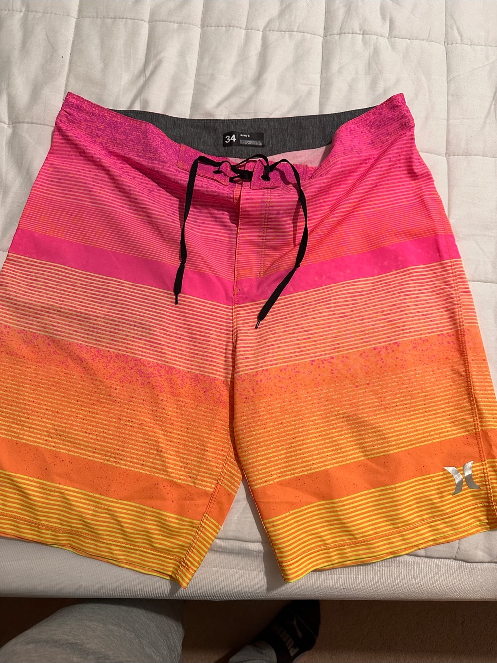 Hurley Men’s Pink to Orange Ombre Stripe Board Shorts
